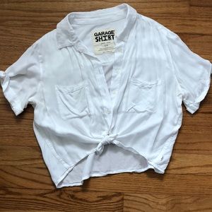 White Cropped Button-Down